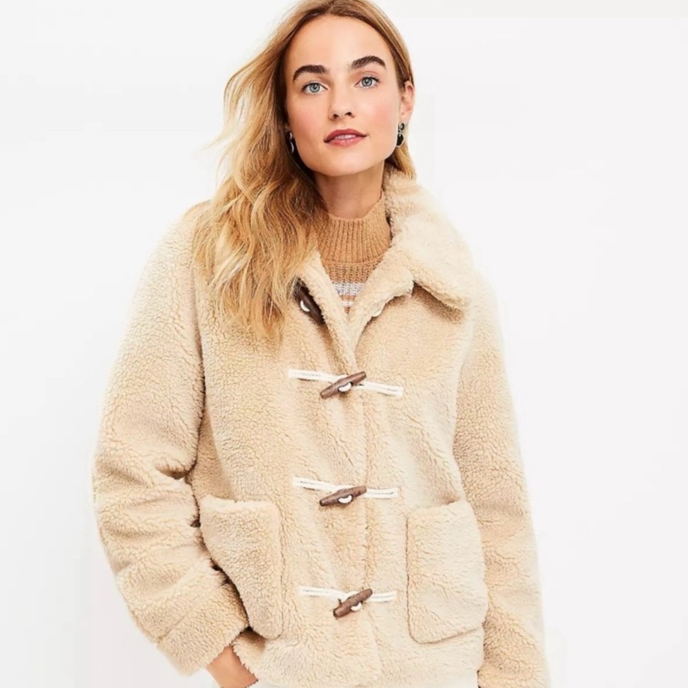 Nwot Loft Stylish & Unique Sherpa Toggle Jacket - image 1